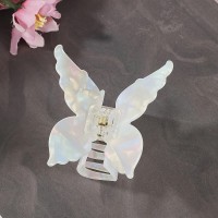Заколка для волосся "Крабик-Метелик", ніжний жемчуг 6х6см