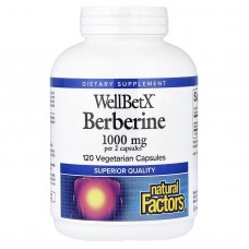 Natural Factors, WellBetX Berberine 500 мг (120 капс.), берберин, антиоксидант
