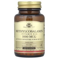 Solgar, Sublingual Methylcobalamin (Vitamin B12) 1000 мкг (60 таб.), метилкобаламин, витамин В-12