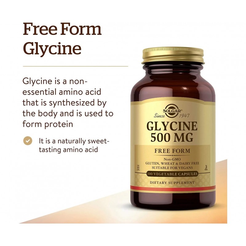 Solgar, Glycine 500 мг (100 капс.), гліцин Solgar, Glycine 500 мг (100 капс.), гліцин