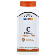21st Century, Vitamin С-1000 with Rose Hips (110 таб.), вітамін C із шипшиною