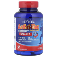 21st Century, Arthri-Flex + Vitamin D3 (120 таб.), глюкозамин, MSM, коллаген II типа для суставов