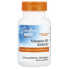 Doctors Best, Vitamin D3 1000 МЕ (180 капс.), витамин д3