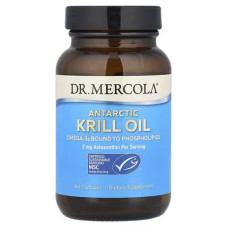 Dr. Mercola, Antarctic Krill Oil (60 капсул), масло криля, омега-3, фосфолипиды, астаксантин