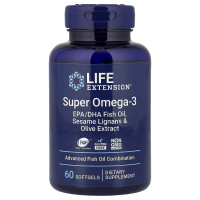 Life Extension, Super Omega-3 EPA/DHA Fish Oil, Sesame Lignans & Olive Extract, (60 капс.), супер Омега-3