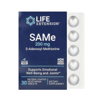 Life Extension, SAMe, S-Adenosyl-Methionine, 200 мг (30 таб.), S-аденозилметіонін з кишковорозчинною оболонкою