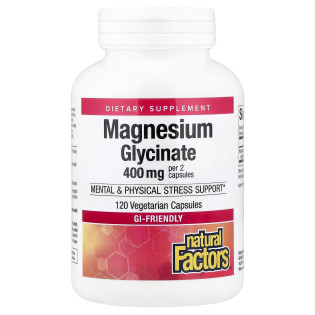 Natural Factors, Magnesium Bisglycinate 200 мг (120 капс.), бісгліцинат магнію