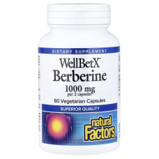 Natural Factors, WellBetX Berberine 500 мг (60 капс.), берберин