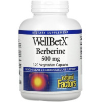 Natural Factors, WellBetX Berberine 500 мг (120 капс.), берберин, антиоксидант