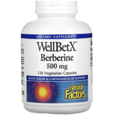 Natural Factors, WellBetX Berberine 500 мг (120 капс.), берберин, антиоксидант