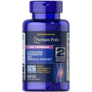 Puritan's Pride, Glucosamine Chondroitin MSM Boswellia Extract 7 Day Formula (60 таб.), комплекс для суглобів