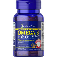 Puritan's Pride, Omega-3 1290 мг (60 міні-капсул), омега-3 для серця, мозку та зору