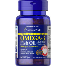 Puritan's Pride, Omega-3 1290 мг (60 мини-капсул), омега-3 для сердца, мозга и зрения