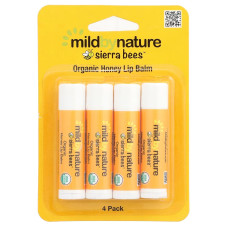 Mild By Nature, Sierra Bees Organic Honey Lip Balm (4 шт.), органічний бальзам для губ, з медом