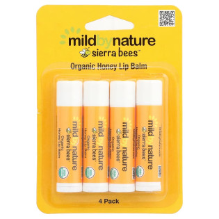 Mild By Nature, Sierra Bees Organic Honey Lip Balm (4 шт.), органічний бальзам для губ, з медом