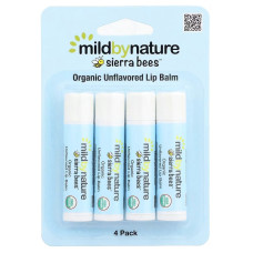 Mild By Nature, Sierra Bees Organic Honey Lip Balm (4 шт.), органічний бальзам для губ, нейтральний