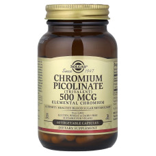 Solgar, Chromium Picolinate 500 мкг (60 капс.), хром пиколинат