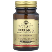 Solgar, Folate Metafolin 1000 мкг (60 таб.), метилфолат, вітамін B9