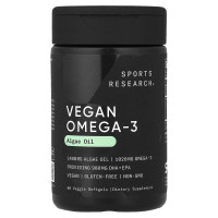 Sports Research, Vegan Omega-3 Algae Oil (60 капс.), веганська омега,-3 DHA та EPA з водоростей