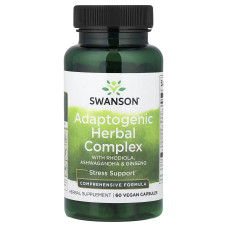 Swanson, Adaptogen Herbal Complex with Rhodiola, Ashwagandha, Ginseng (60 капсул), адаптогенний комплекс від стресу та втоми