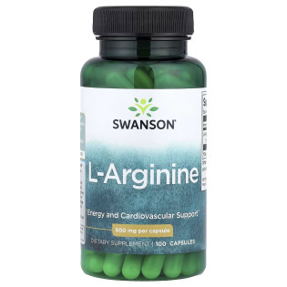 Swanson, L-Arginine 500 мг (100 капс.), аргінін