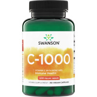 Swanson, Vitamin C with Rose Hips 1000 мг (90 капс.), вітамін С