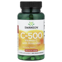 Swanson, Vitamin C-500 with Rose Hips 500 мг (100 капс.), вітамін С-500