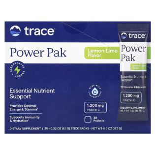 Trace Minerals, Power Pak Lemon Lime (30 саше), електроліти