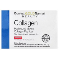 CGN, Marine Collagen Peptides, пептиды коллагена с витамином C и гиалуроновой кислотой, гранат, 30 саше