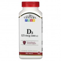 21st Century, Vitamin D3 5000 МO (360 таб.), вітамін д3