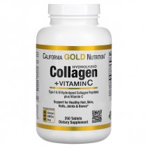CGN, Hydrolyzed Collagen + Vitamin C (250 таб.), колаген тип 1 та 3 CGN, Hydrolyzed Collagen + Vitamin C (250 таб.), колаген тип 1 та 3