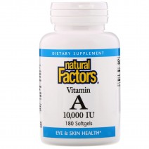 Natural Factors, Vitamin A 10000 ME (180 капс.), вітамін А