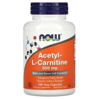 Now Foods, Acetyl-L-Carnitine 500 мг (100 капс.), ацетил-L-карнітин, жироспалювач
