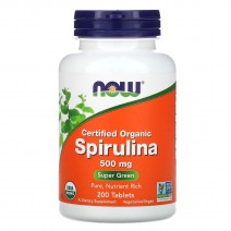 Now Foods, Certified Organic Spirulina 500 мг (200 таб.), спирулина
