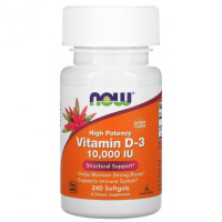 Now Foods, vitamin D3 10000 (240 капс.), витамин д3