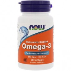 Now Foods, Omega-3 (30 капс.), рыбий жир, омега-3