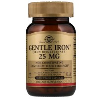 Solgar, Gentle Iron 25 мг (90 капс.), железо бисглицинат, железо хелат