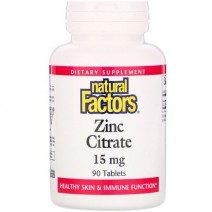 Natural Factors, Zinc Citrate 15 мг (90 таб.) цинк цитрат