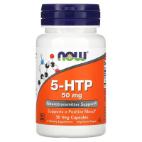 Now Foods, 5-HTP 50 мг (30 капс.), 5-гидрокситриптофан, триптофан