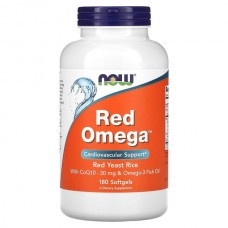 Now Foods, Red Omega (180 капс.), красный рис с омега-3 и коэнзимом Q10
