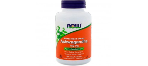 Now Foods, Ashwagandha 450 мг (180 капс.), ашваганда