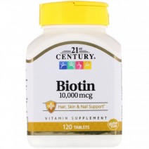 21st Century, Biotin 10000 мкг (120 таб.), біотин, біотін для волосся