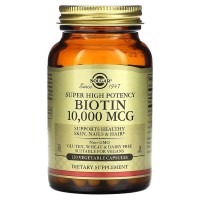 Solgar, Biotin 10000 мкг (120 капс.), біотин для шкіри, нігтів та волосся