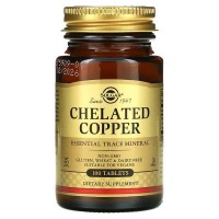 Solgar, Chelated Copper (100 таб.), хелатная медь