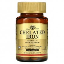 Solgar, Chelated Iron 25 мг (100 таб.), хелатне залізо