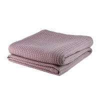 Плед покривало Косичка 100% бавовна, пильно-ліловий 220x220 см
